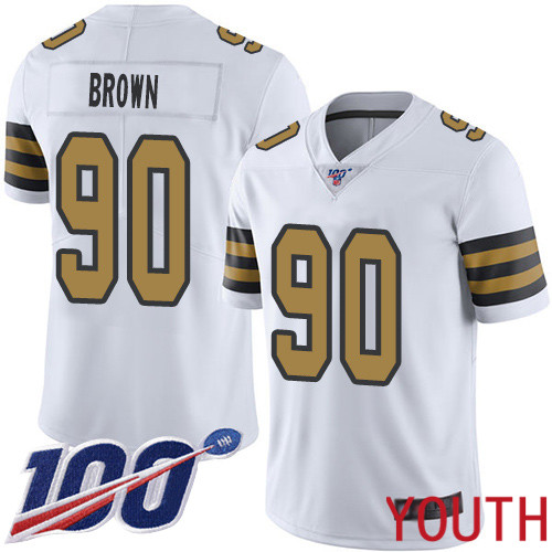 New Orleans Saints Limited White Youth Malcom Brown Jersey NFL Football #90 100th Season Rush Vapor Untouchable Jersey